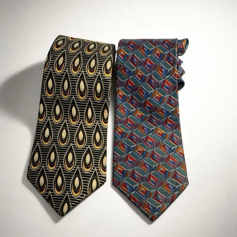 Alexander Julian Colours Silk Geometric Men Tie Multicolor Luxurious Formal Lot2